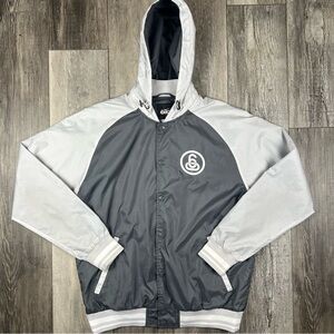 Vintage Nike 6.0 Gray Windbreaker Button Down Jacket Detachable Hood Size Medium